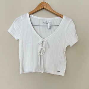 NWOT Hollister White Tie Front Crop T-shirt Top